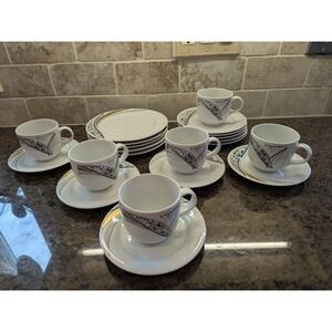Alfoldi Porcelain Hungary China Cup Saucer Plates Set No‎ Chip Cracks EUC